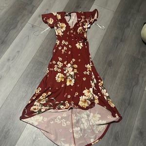 redish orangy short sleeve sun dress. From By & By. Woman’s XS